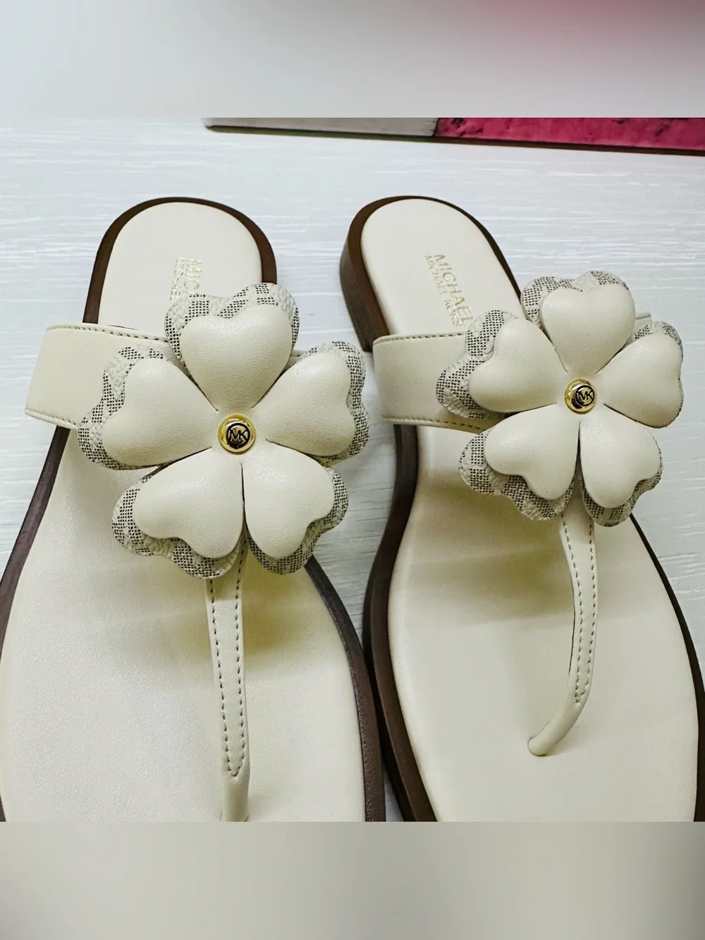 Michael Kors Callie Embellished Signature Logo Trim Thong Sandal